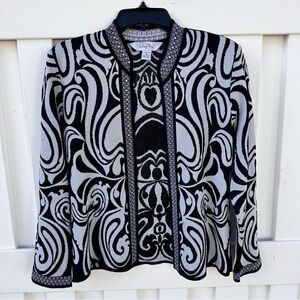 Ming Wang Black and Gray Swirl Blazer